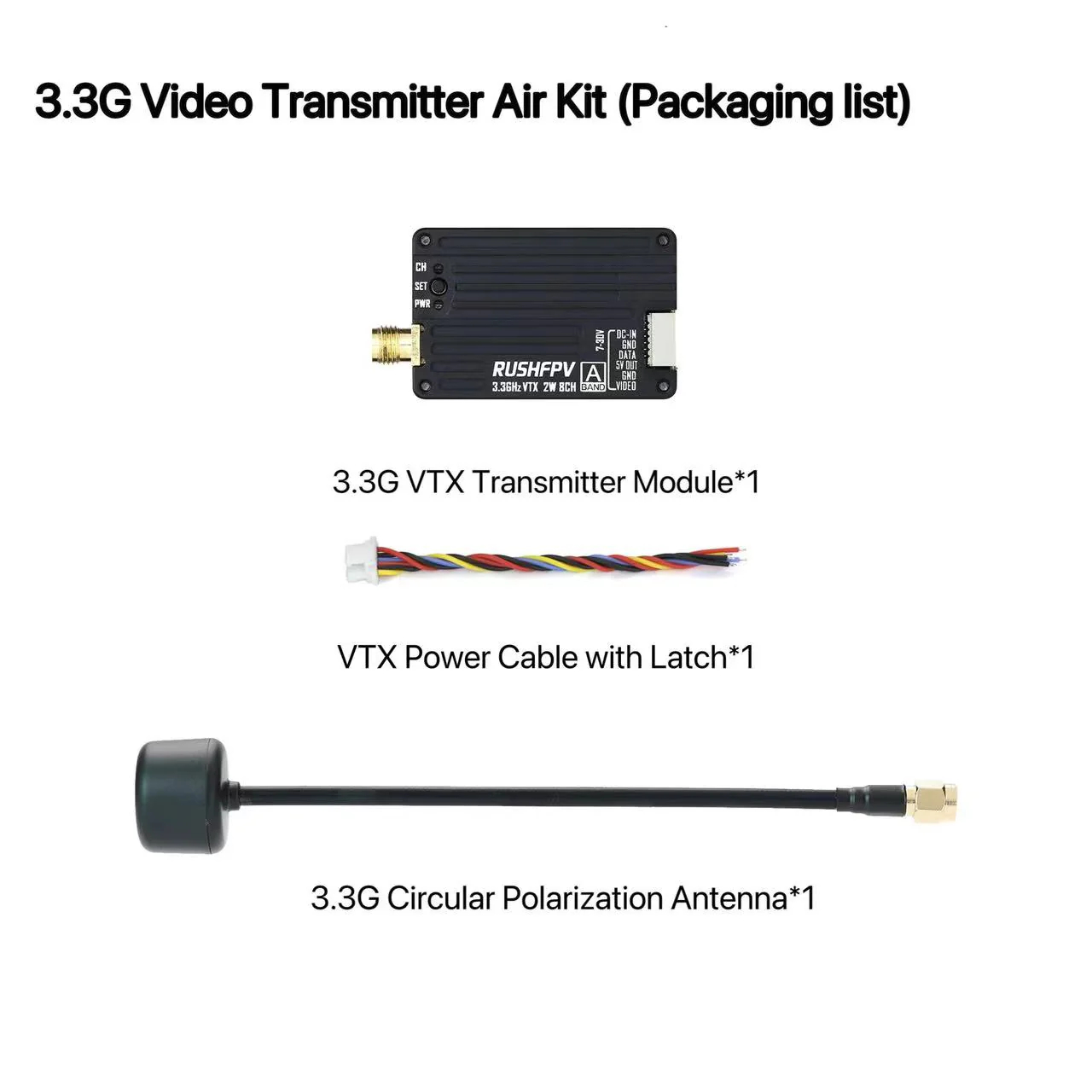 RUSHFPV 3.3G 2W VTX Transmitte - Fpv Drone Receiver のレビューと価格