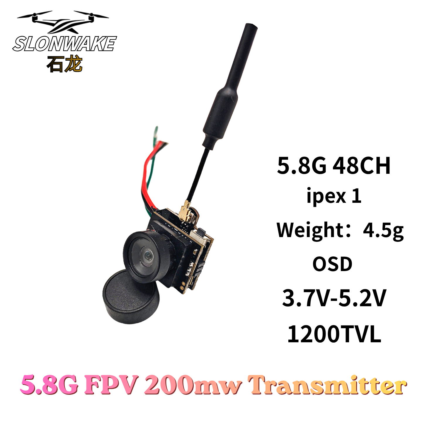 Slonwake 5.8G 48CH 200mW FPV D - Fpv Drone Transmitter のレビューと価格